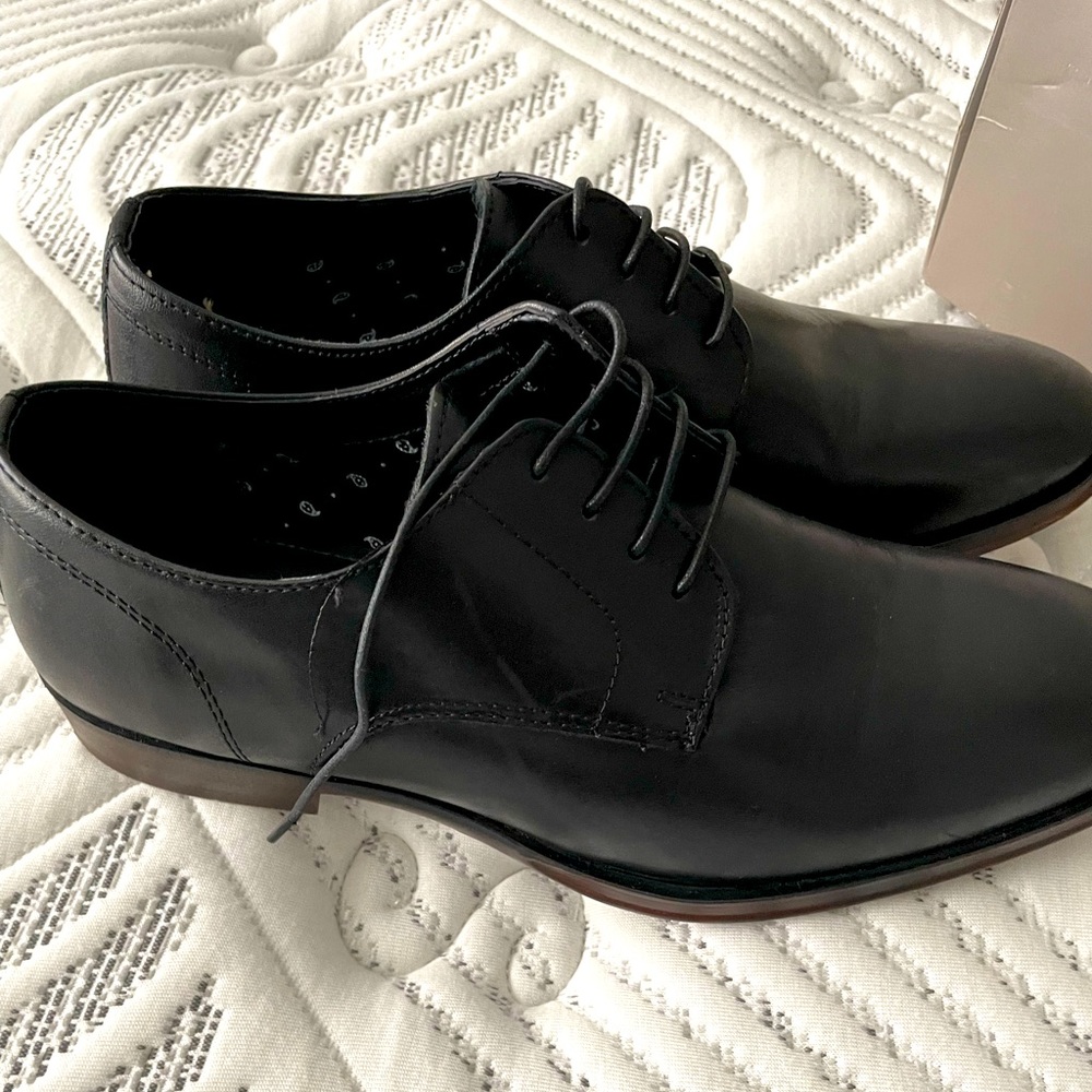 Four Brothers Black Leather Oxfords, Sz 9